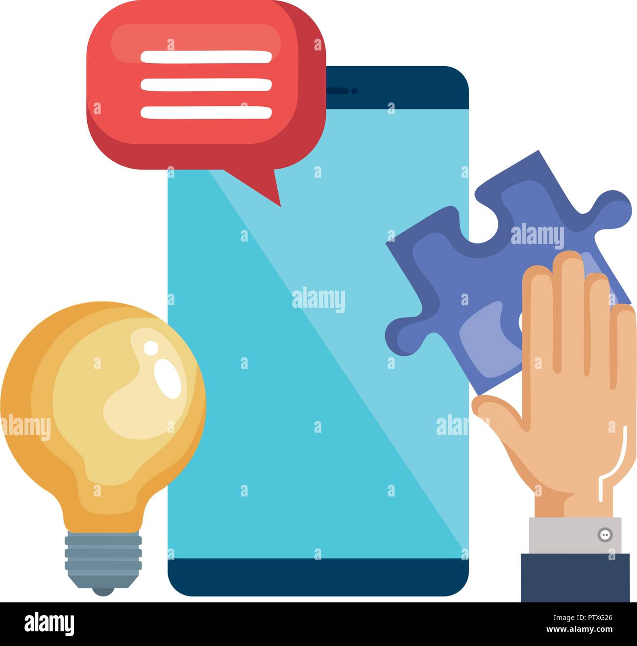 smartphone with solution icons vector illustration design Stock Vector