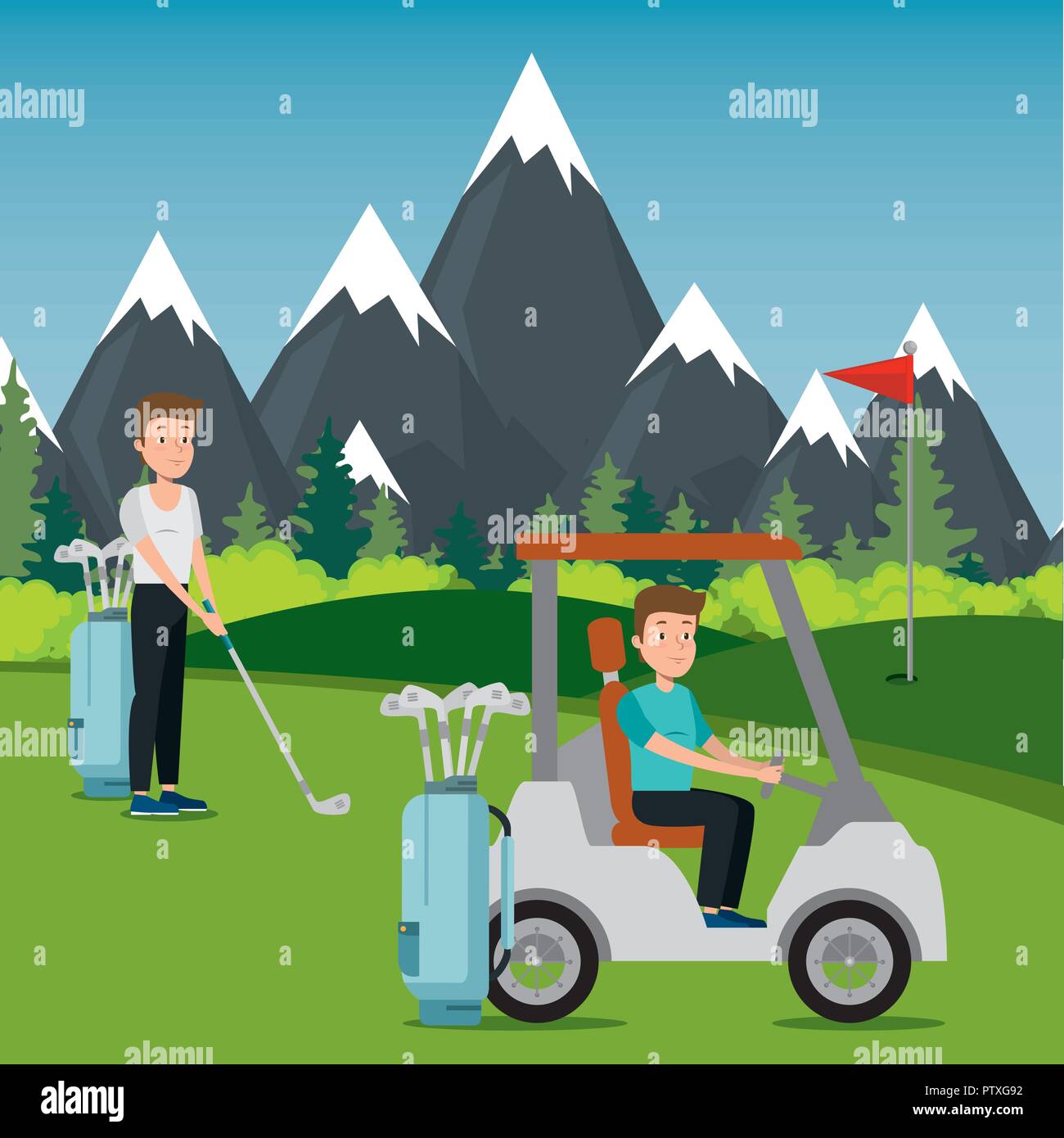 young man driving cart golf Stock Vector Image & Art Alamy