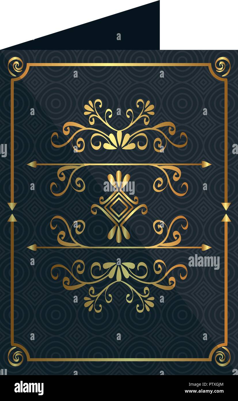 card with elegant golden frame icon Stock Vector Image & Art - Alamy