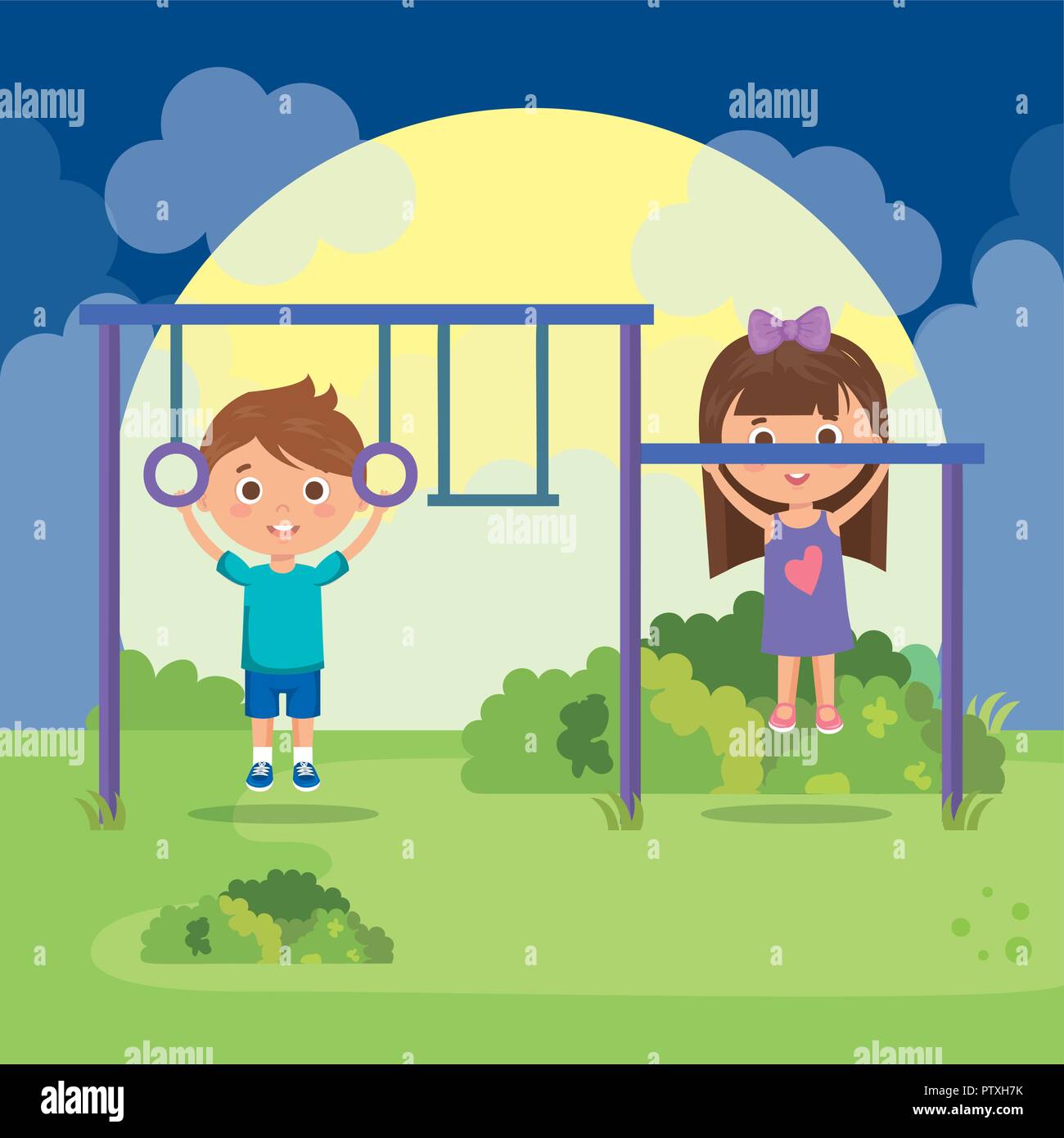 little couple kids playing on park Stock Vector Image & Art - Alamy