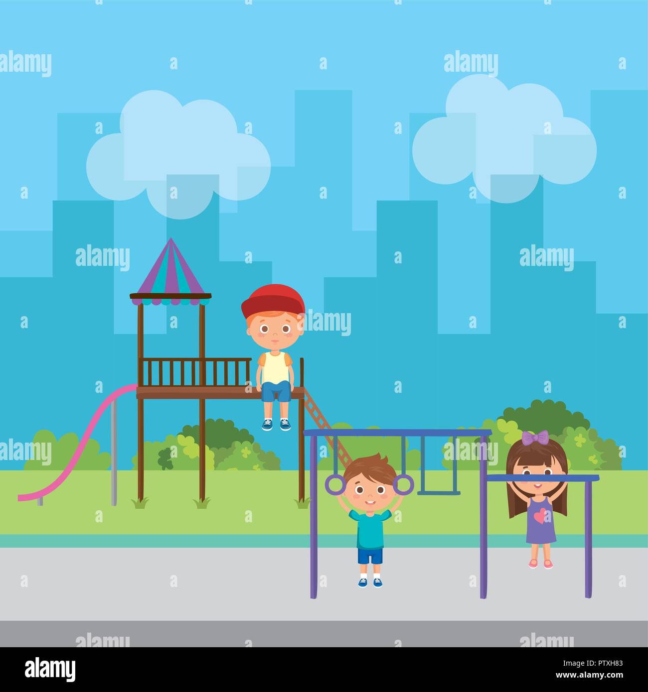 cute little kids playing on park Stock Vector Image & Art - Alamy