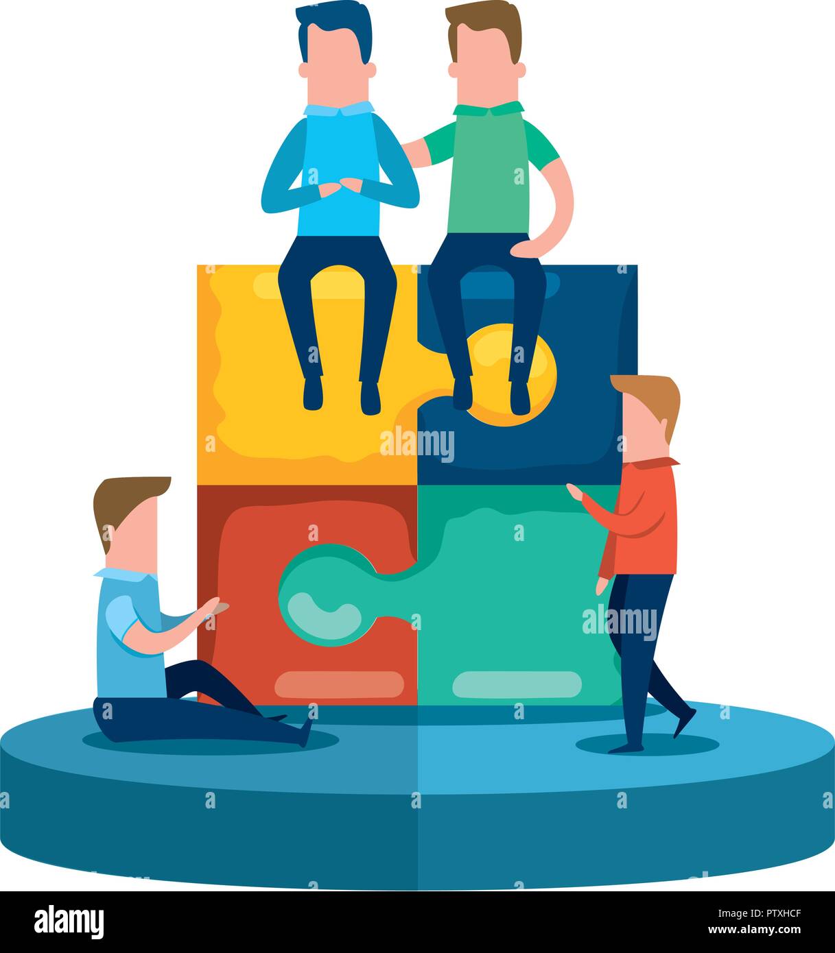 teamworkers with puzzle pieces game Stock Vector Image & Art - Alamy