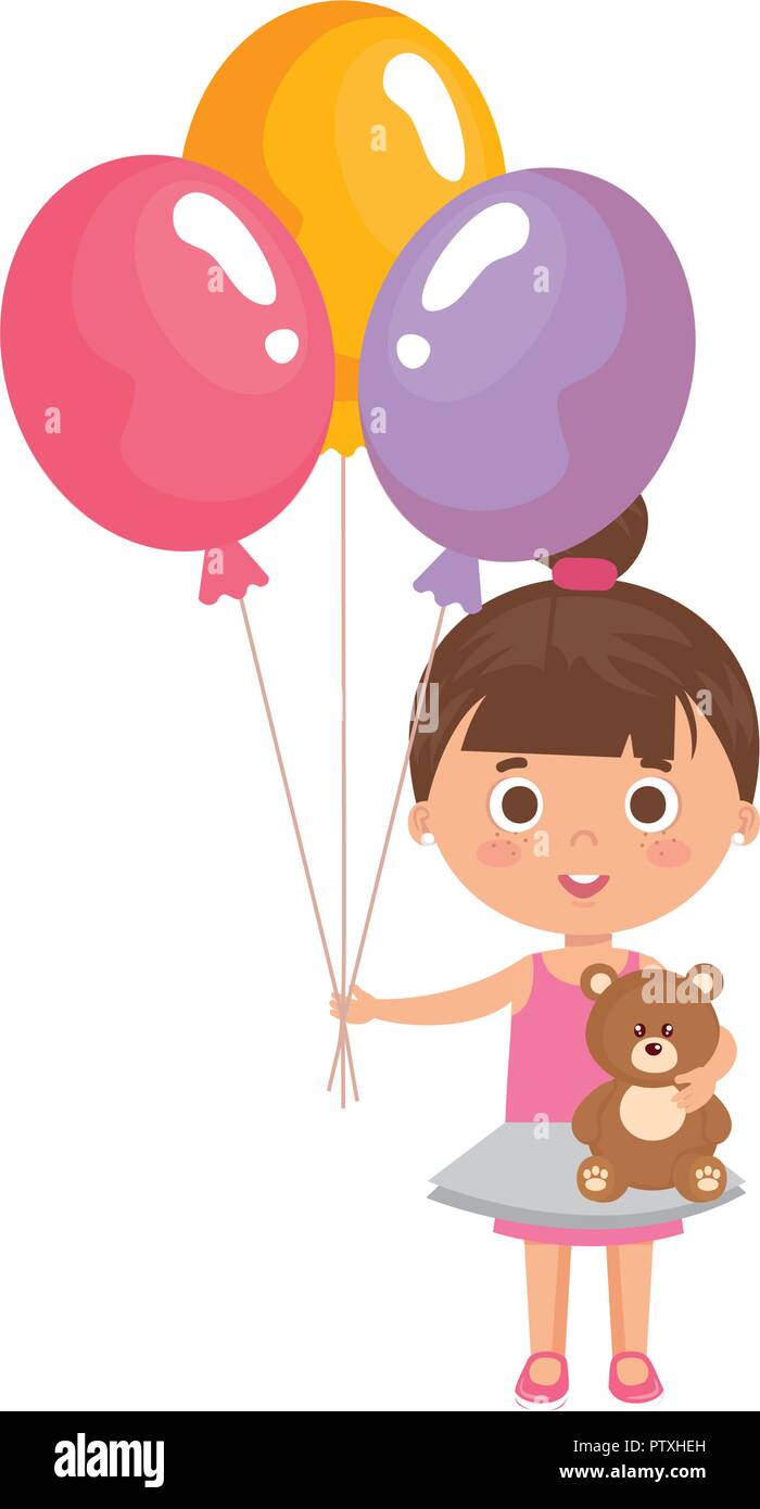 beautiful little girl with balloons helium Stock Vector Image & Art - Alamy
