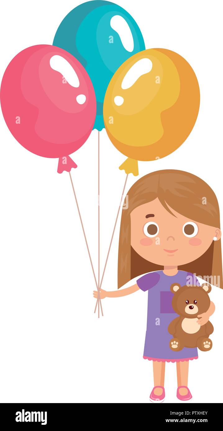 beautiful little girl with balloons helium Stock Vector Image & Art - Alamy