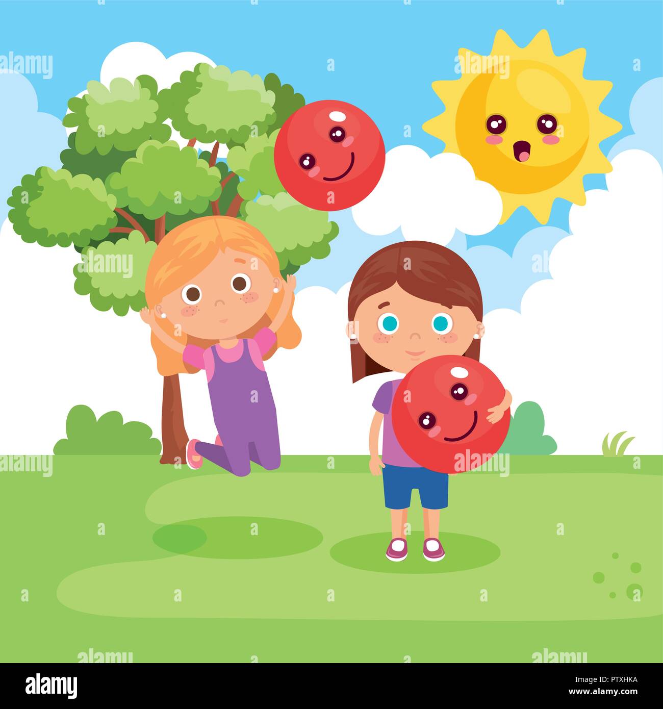 little couple kids playing on park Stock Vector Image & Art - Alamy