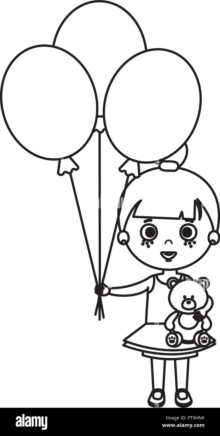 beautiful little girl with balloons helium Stock Vector Image & Art - Alamy