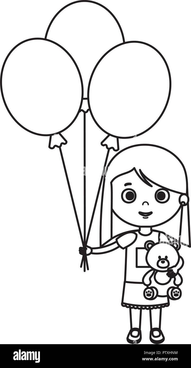 beautiful little girl with balloons helium Stock Vector Image & Art - Alamy