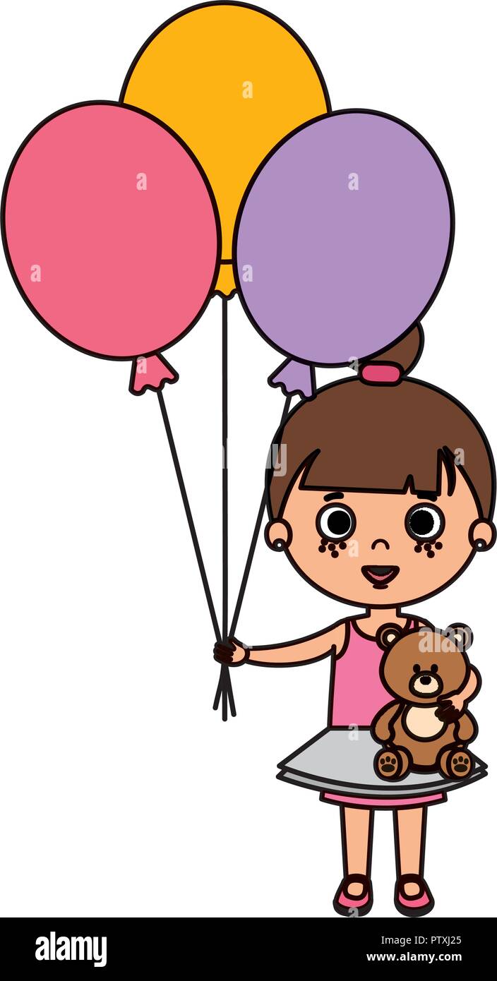 beautiful little girl with balloons helium Stock Vector Image & Art - Alamy
