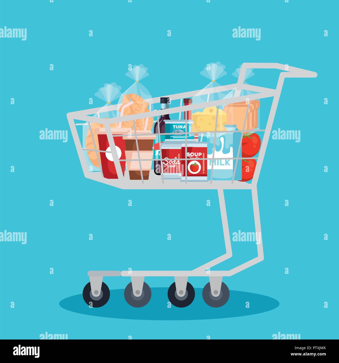 shopping cart with products Stock Vector Image & Art Alamy