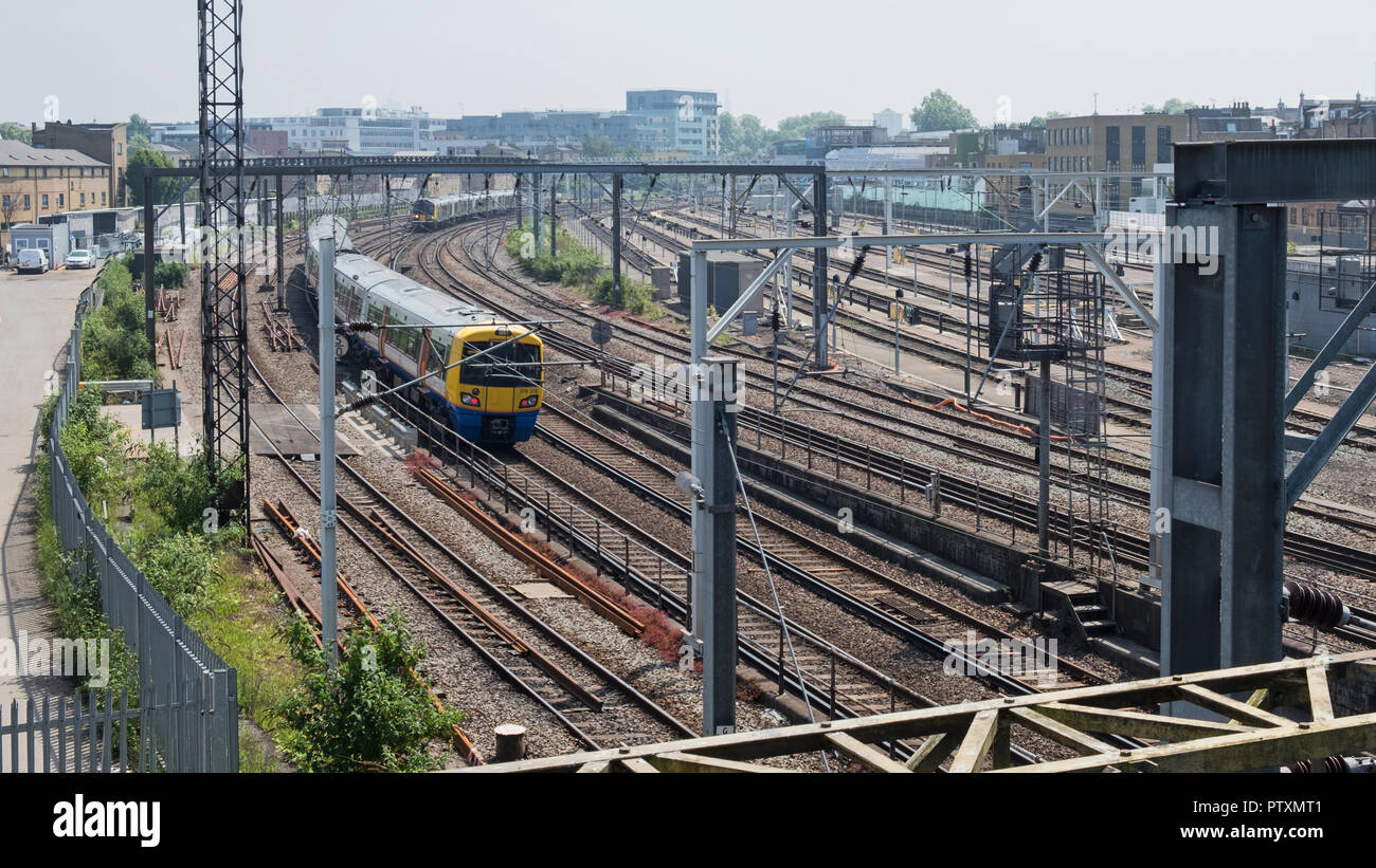 Commuter trains carrying passengers in and out of London’s Euston