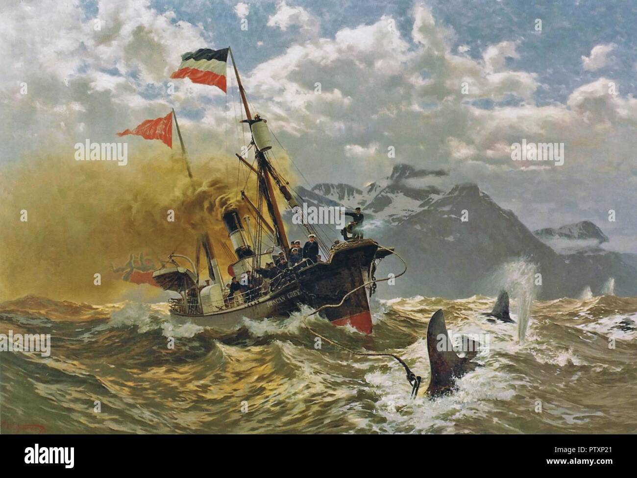 Saltzmann Carl - Kaiser Willhelm II Auf Waljagd Auf Dem Walfänger 'duncan Grey' Stock Photo