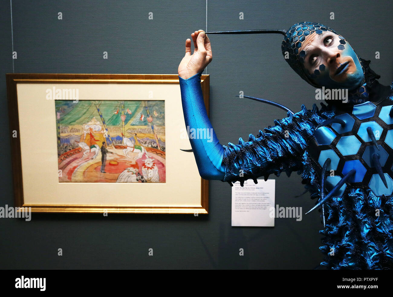 Jan Dutler 'The Foreigner' from the current Cirque du Soleil show OVO during a visit to the National Gallery of Ireland to view the Gallery's exhibition Circus250: Art of the Show. Stock Photo