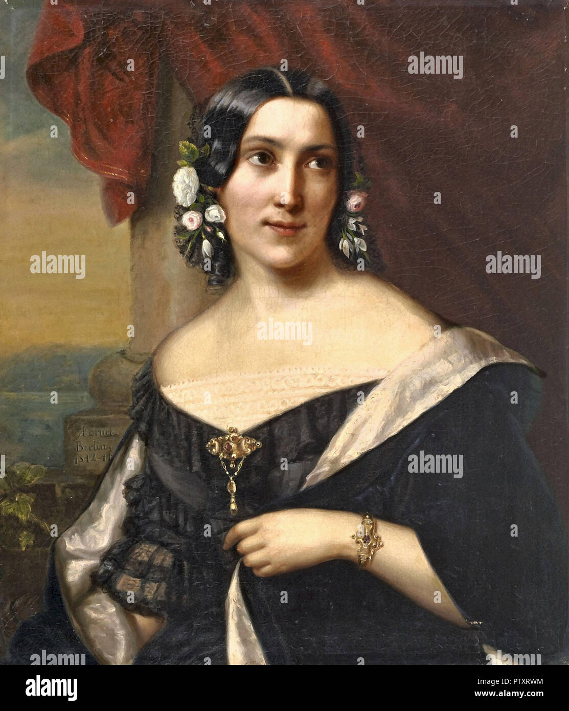 Korneck Friedrich Rudolf Albert Bildnis Der Gattin Des Malers Stock