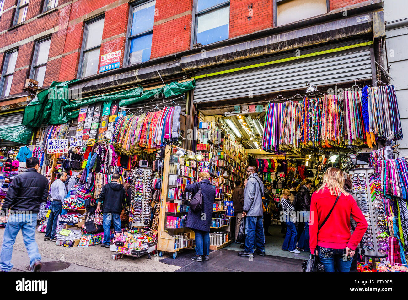 Canal Street shops and street traders, lower Manahattan, New York