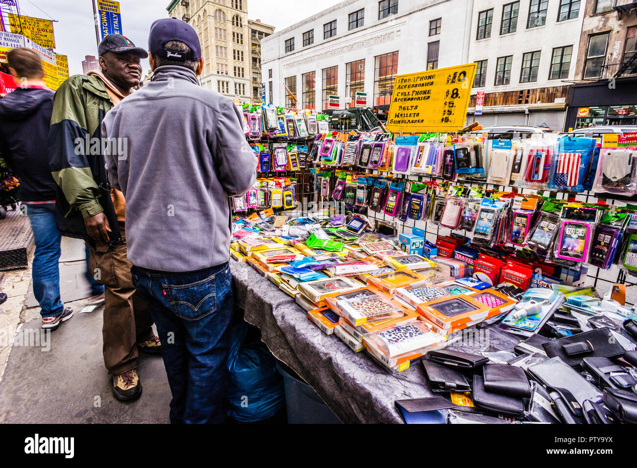 Canal Street shops and street traders, lower Manahattan, New York