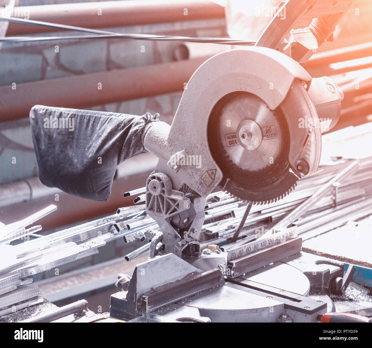 production of pvc windows, circular saw for cutting metal profiles