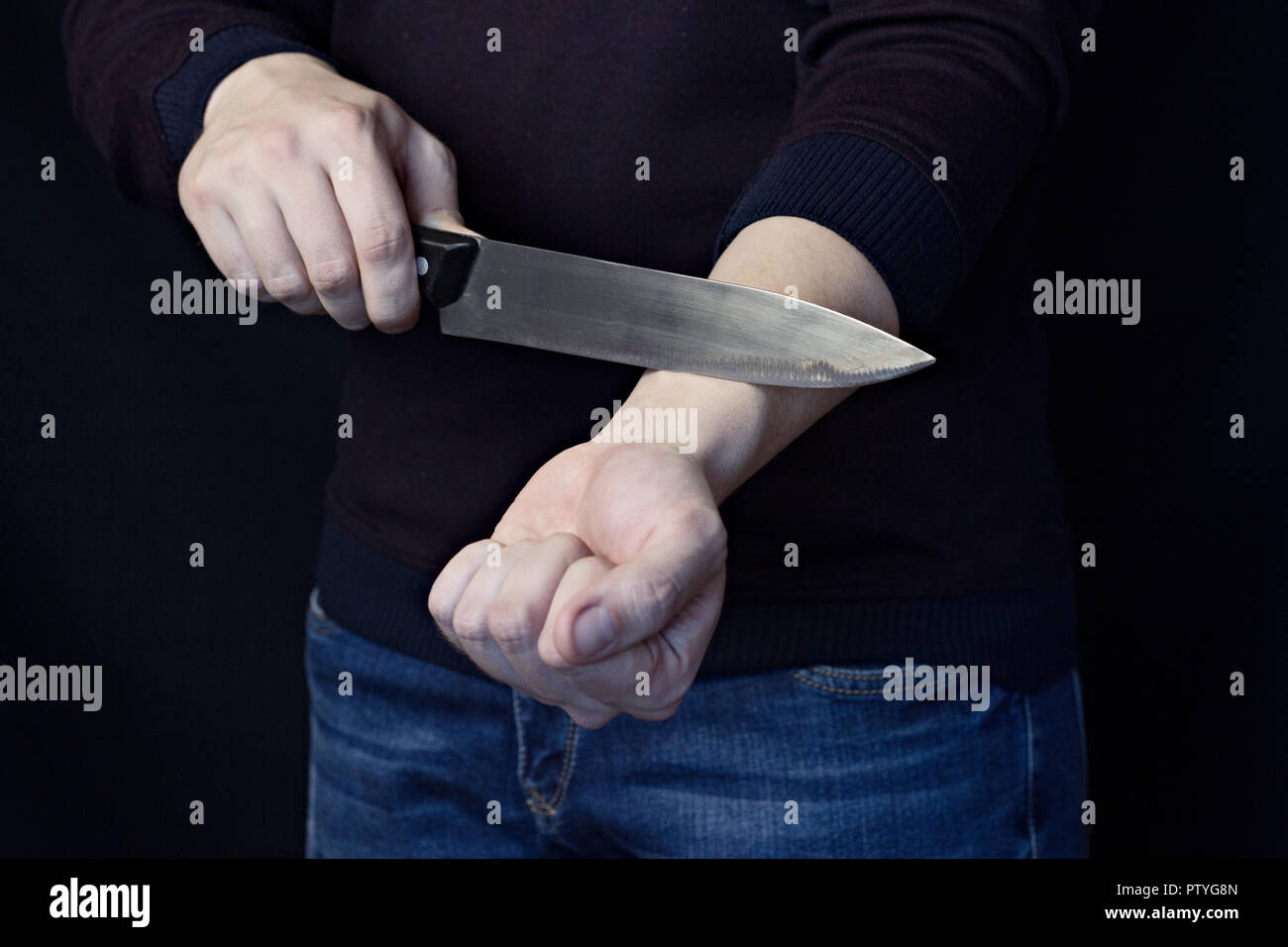 Cutting wrist hi-res stock photography and images - Alamy