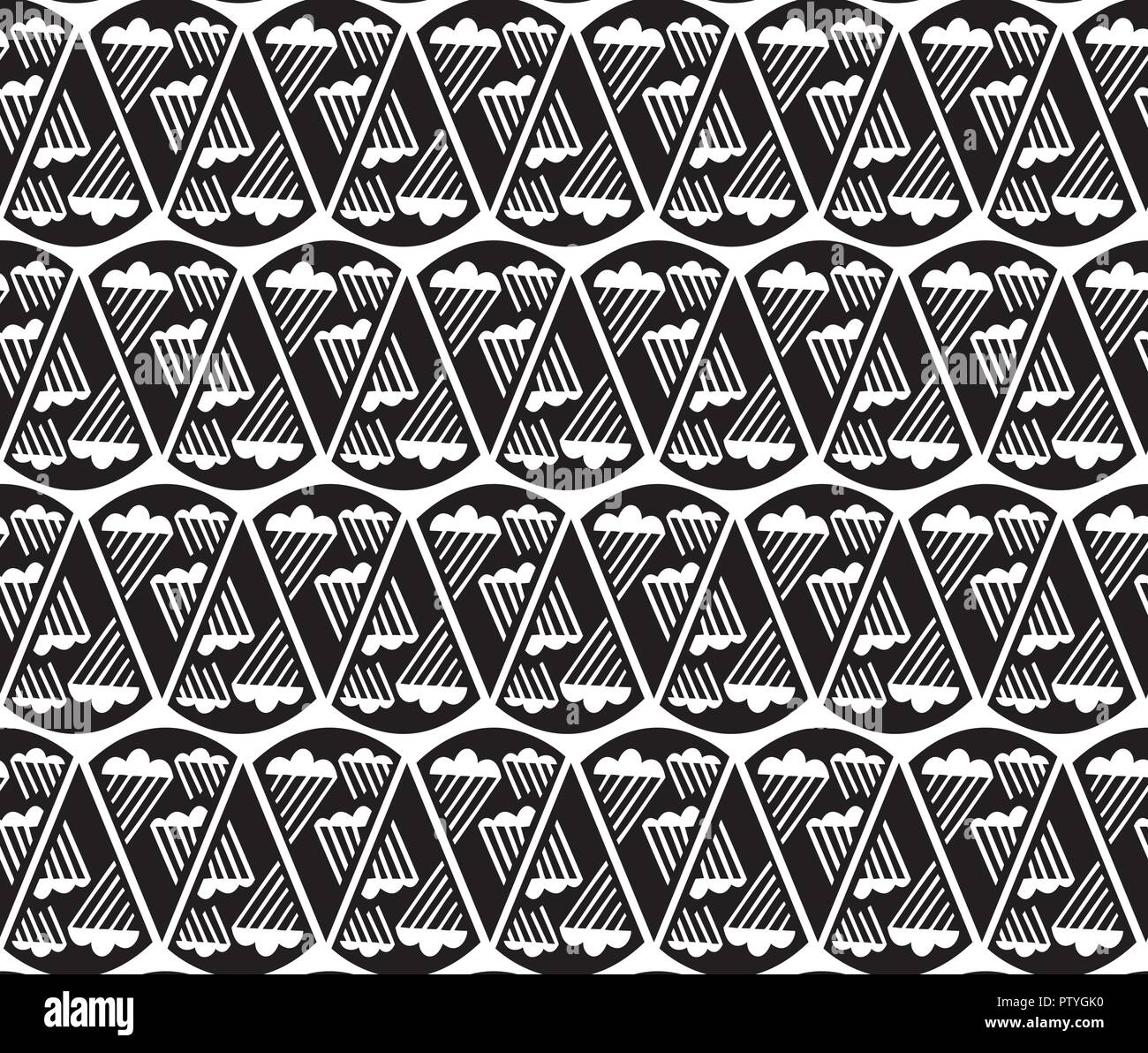 Vector seamless pattern. Black and white Repeating cloud pattern Stock ...