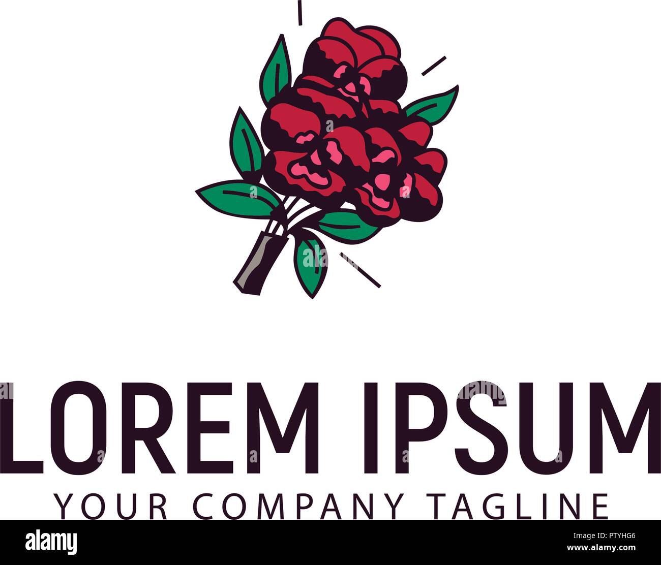 wedding flower arrangements logo hand drawn design concept template ...