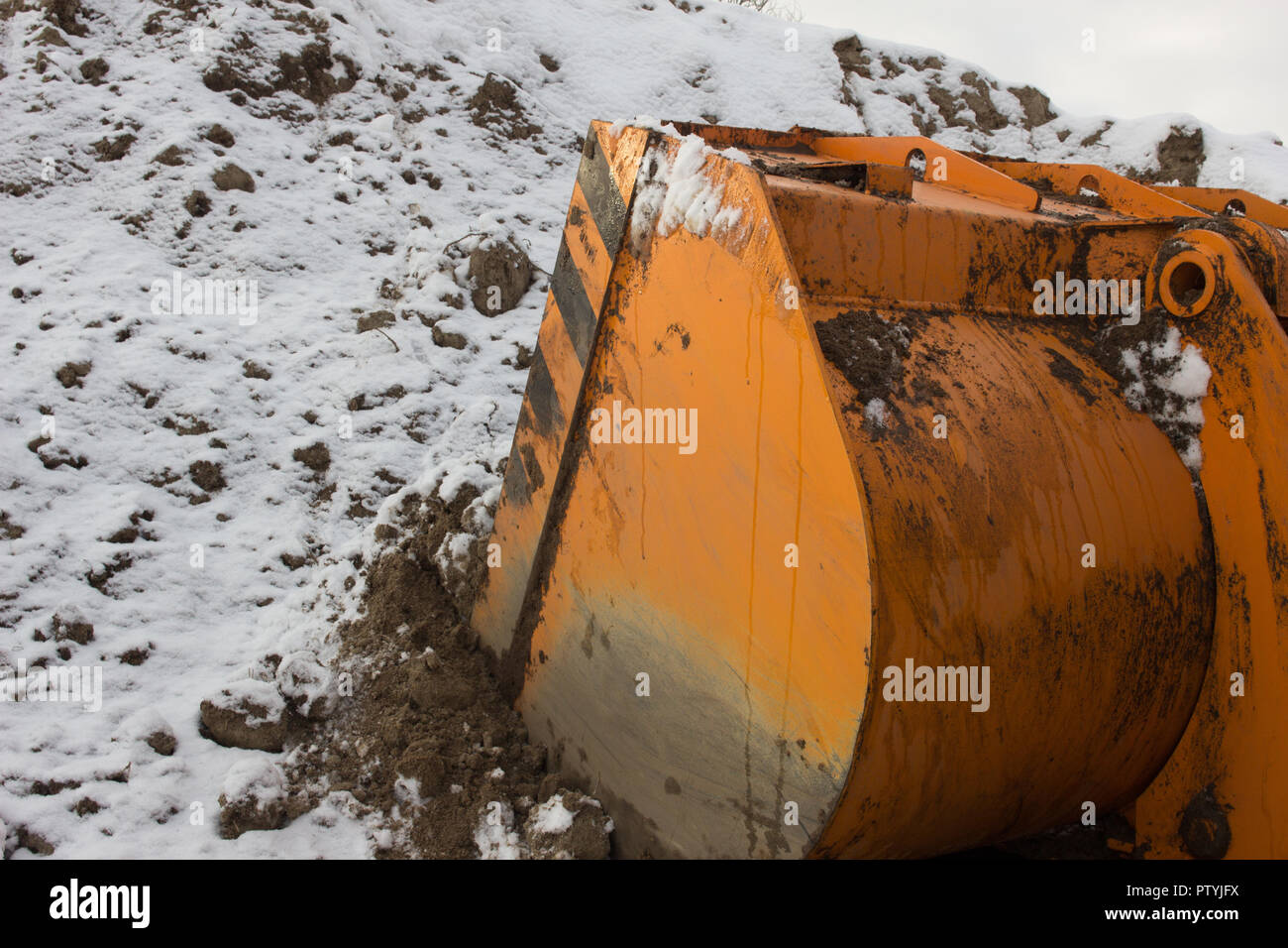 Construction works. Tractor Bucket Stock Photo Alamy