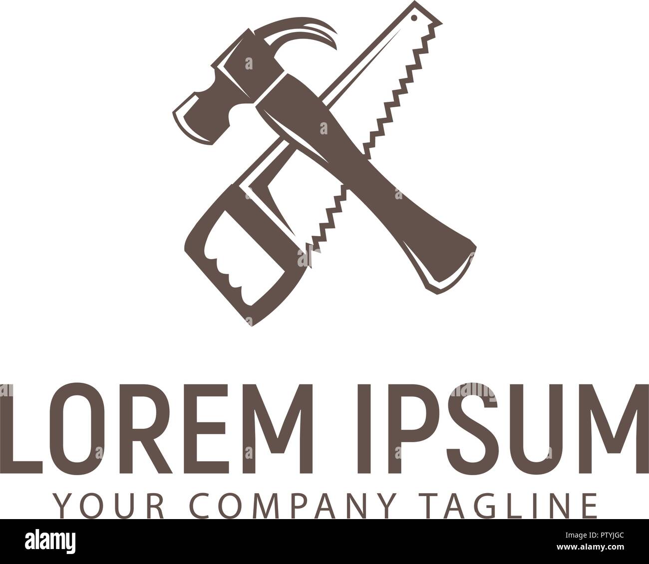 hammer and saw logo design concept template Stock Vector Image & Art