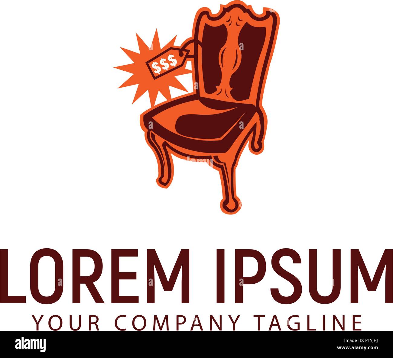 antique chair price logo design concept template Stock Vector Image