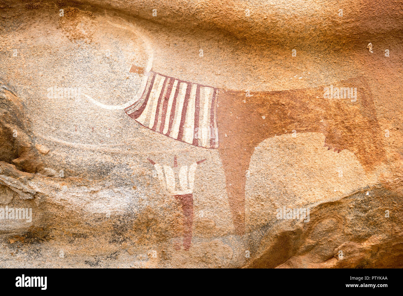 Rock paintings, petroglyphs, murals. Laas Geel, also spelled Laas Gaal, are cave formations on the rural outskirts of Hargeisa, Somalia. Somaliland Stock Photo