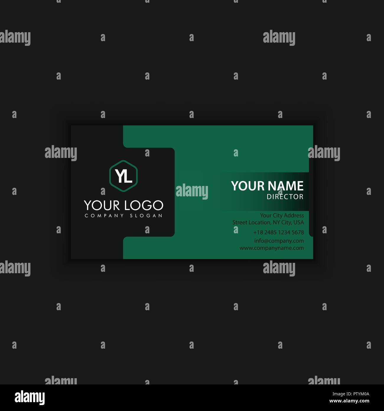 Modern Creative and Clean Business Card Template with green dark color ...