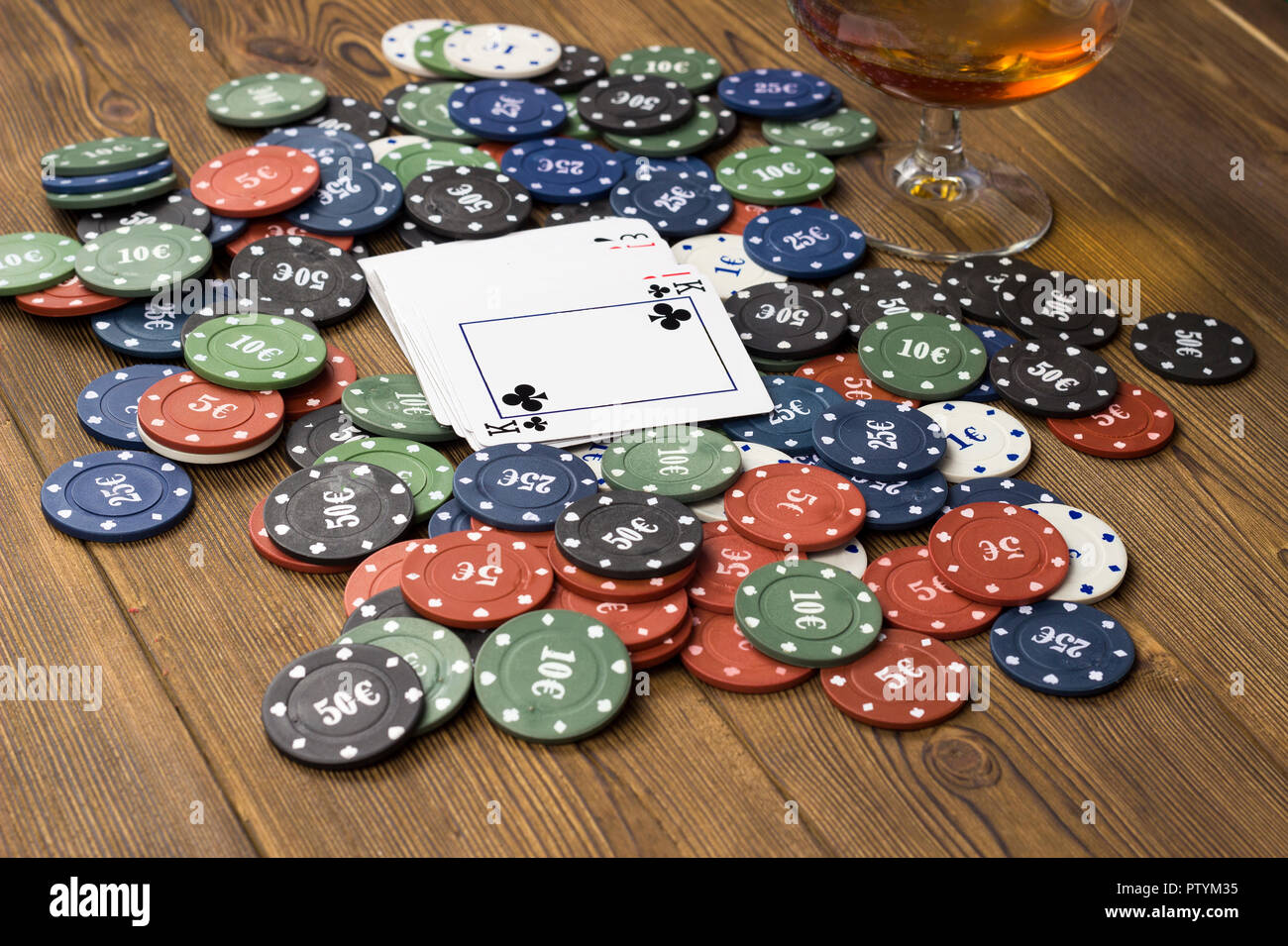 Poker chips card alcohol Stock Photo Alamy