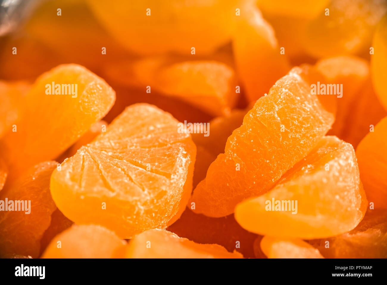 Homemade orange marmalade candy. Citrus fruit jelly candies Stock Photo