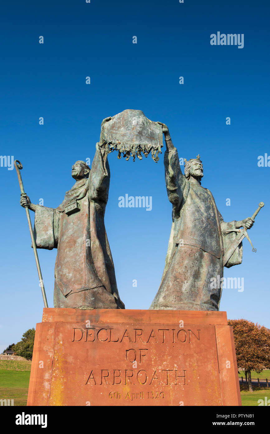 Declaration of Arbroath memorial statue, Arbroath, Angus, Scotland. Stock Photo