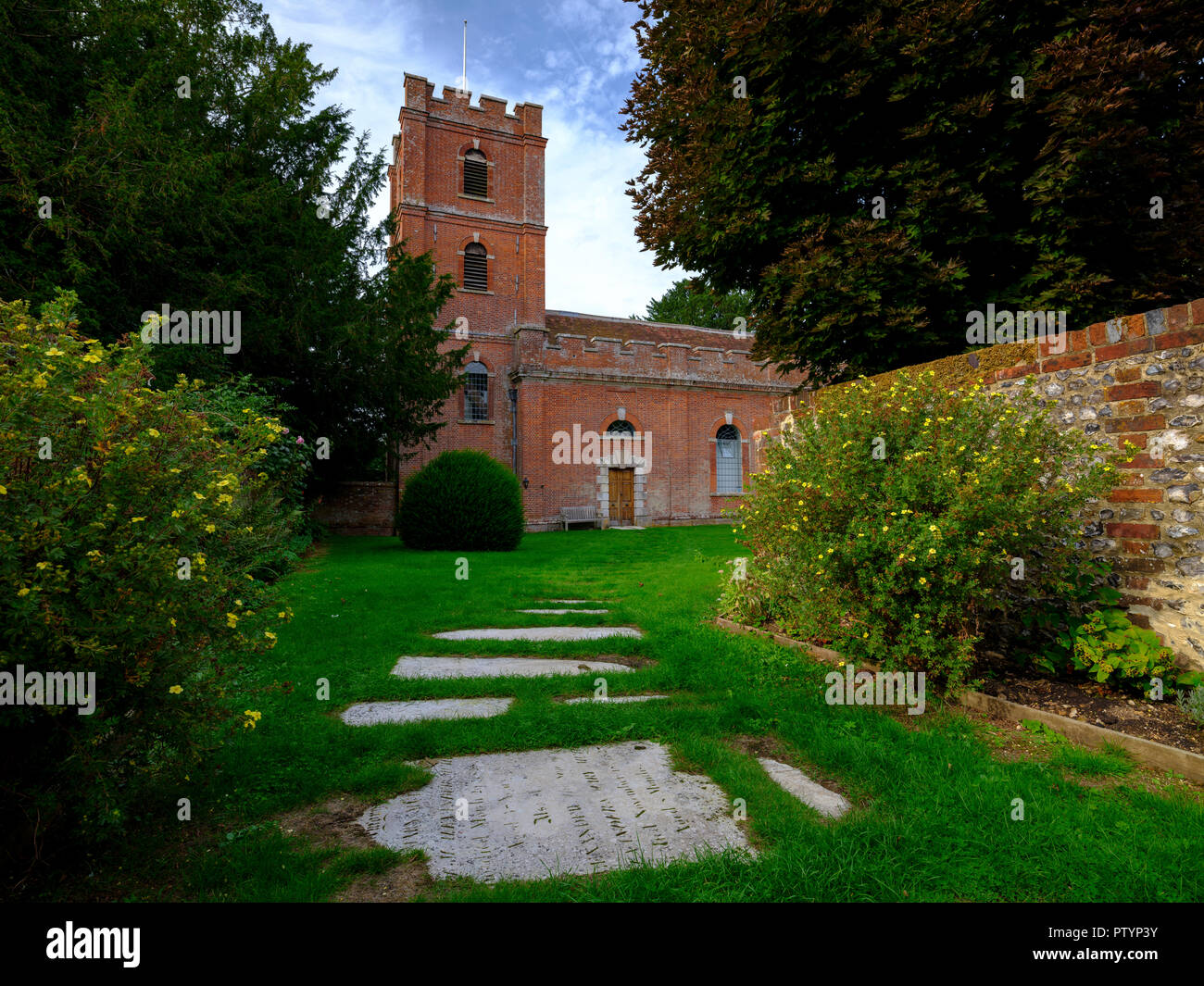 Church of St Mary at Avington - on the grounds of Avington Park - near the River Itchen and within the South Downs National Park, Hampshire, UK Stock Photo