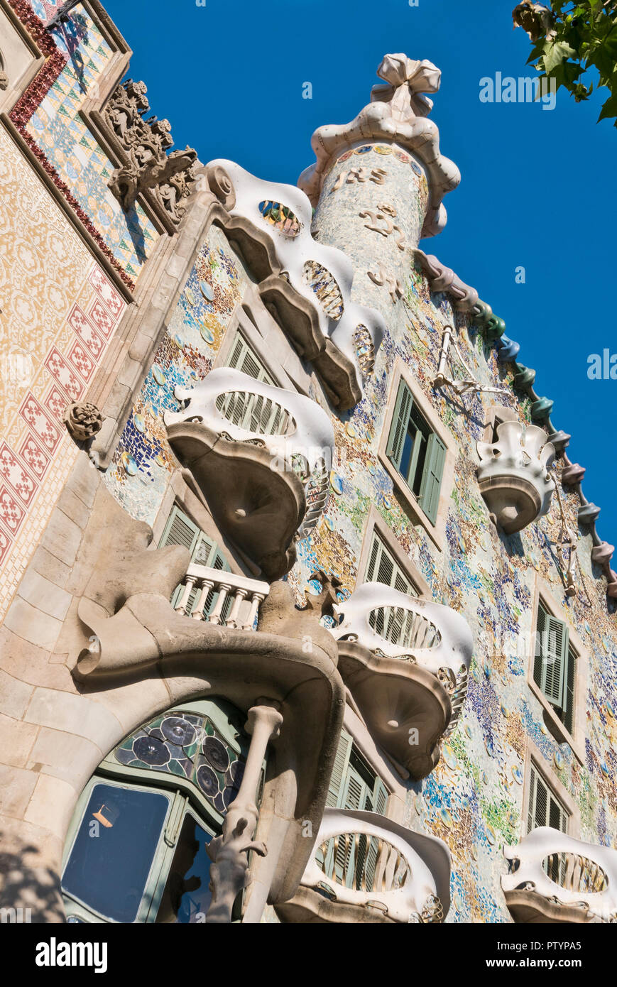 Exterior view of Casa Batllo by Antoni Gaudi, Barcelona, Spain Stock Photo