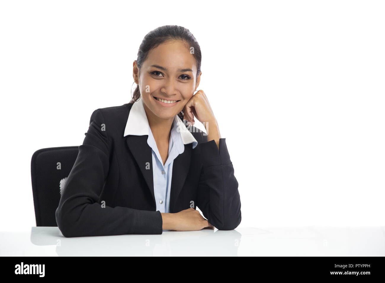 young business woman sitting on her workspace Stock Photo - Alamy