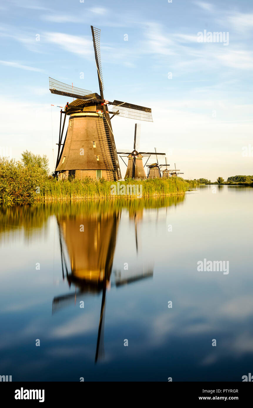 Windmills of Kinderdijk, Rotterdam, Holland. Stock Photo