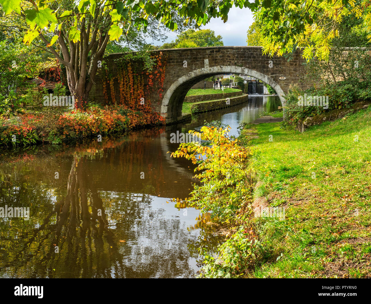 Dowley Gap Packhorse Bridge on the Leeds and Liverpool Canal between