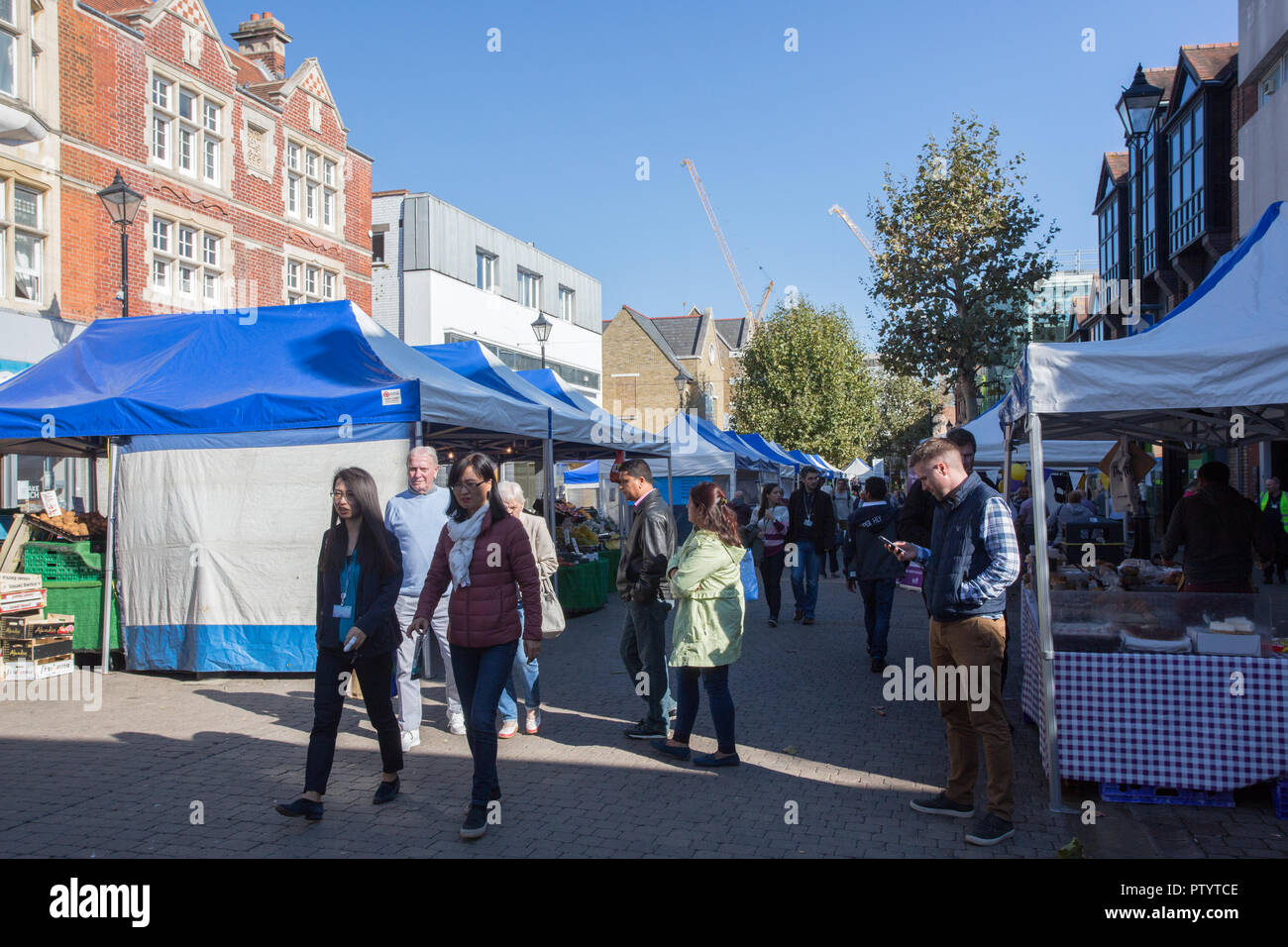 High Street, town centre, StainesuponThames, Surrey Stock Photo Alamy