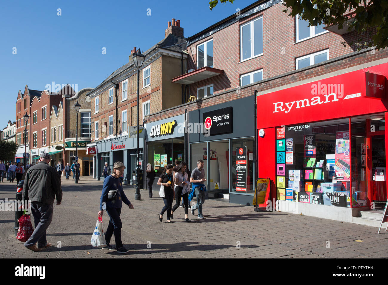 High Street, town centre, StainesuponThames, Surrey Stock Photo Alamy
