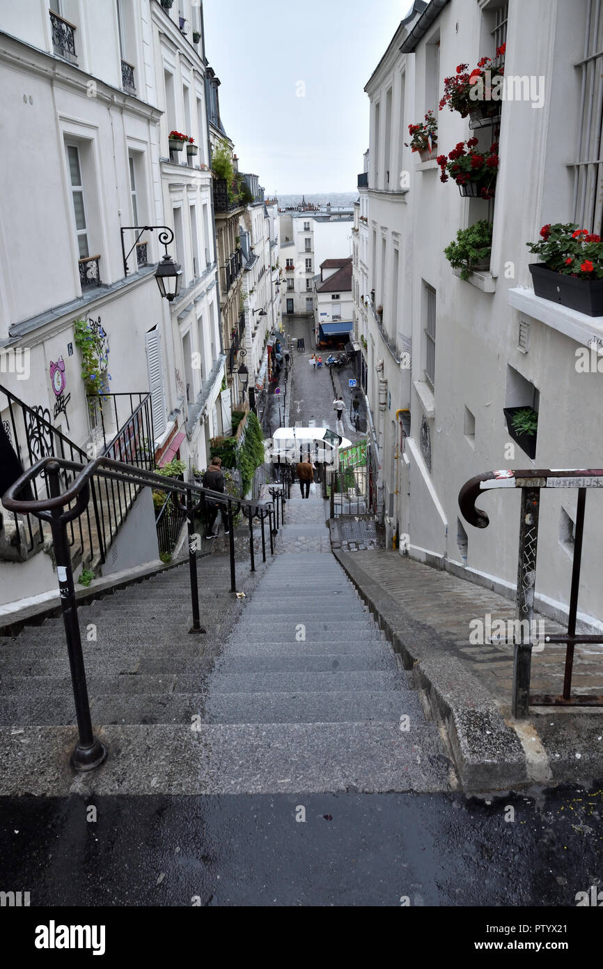 Stairs in Montmartre Stock Photo