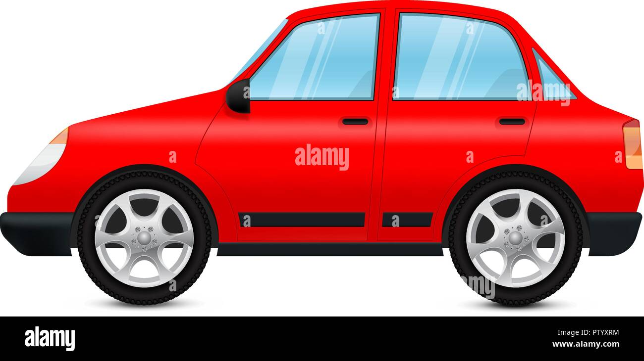 Red car. Vector 3d illustration isolated on white background Stock 