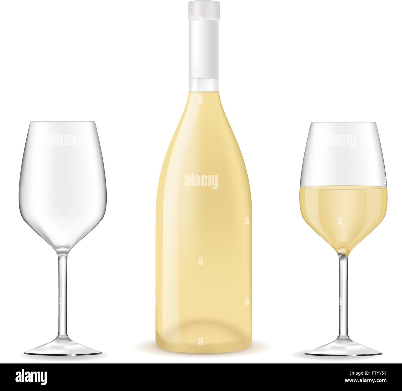 White wine. Bottle and glasses Stock Vector