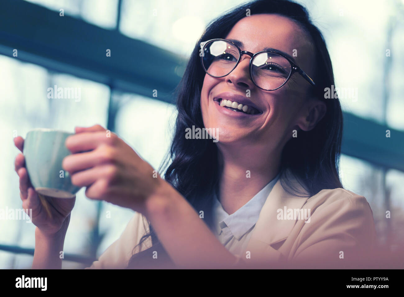 Portrait of happy woman that waiting for real love Stock Photo