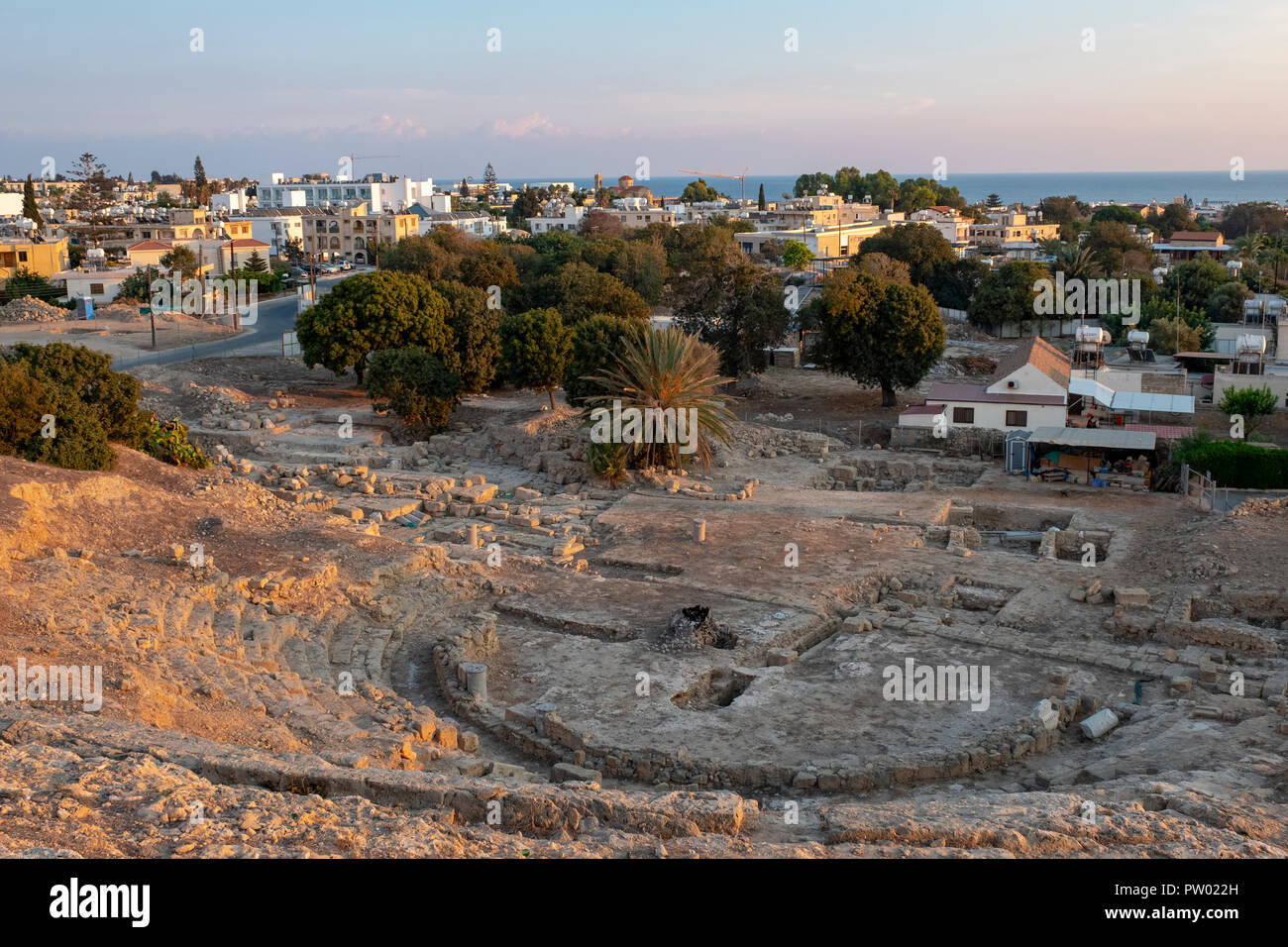 Ancient Hellenistic Amphitheatre in Paphos, Cyprus. Stock Photo