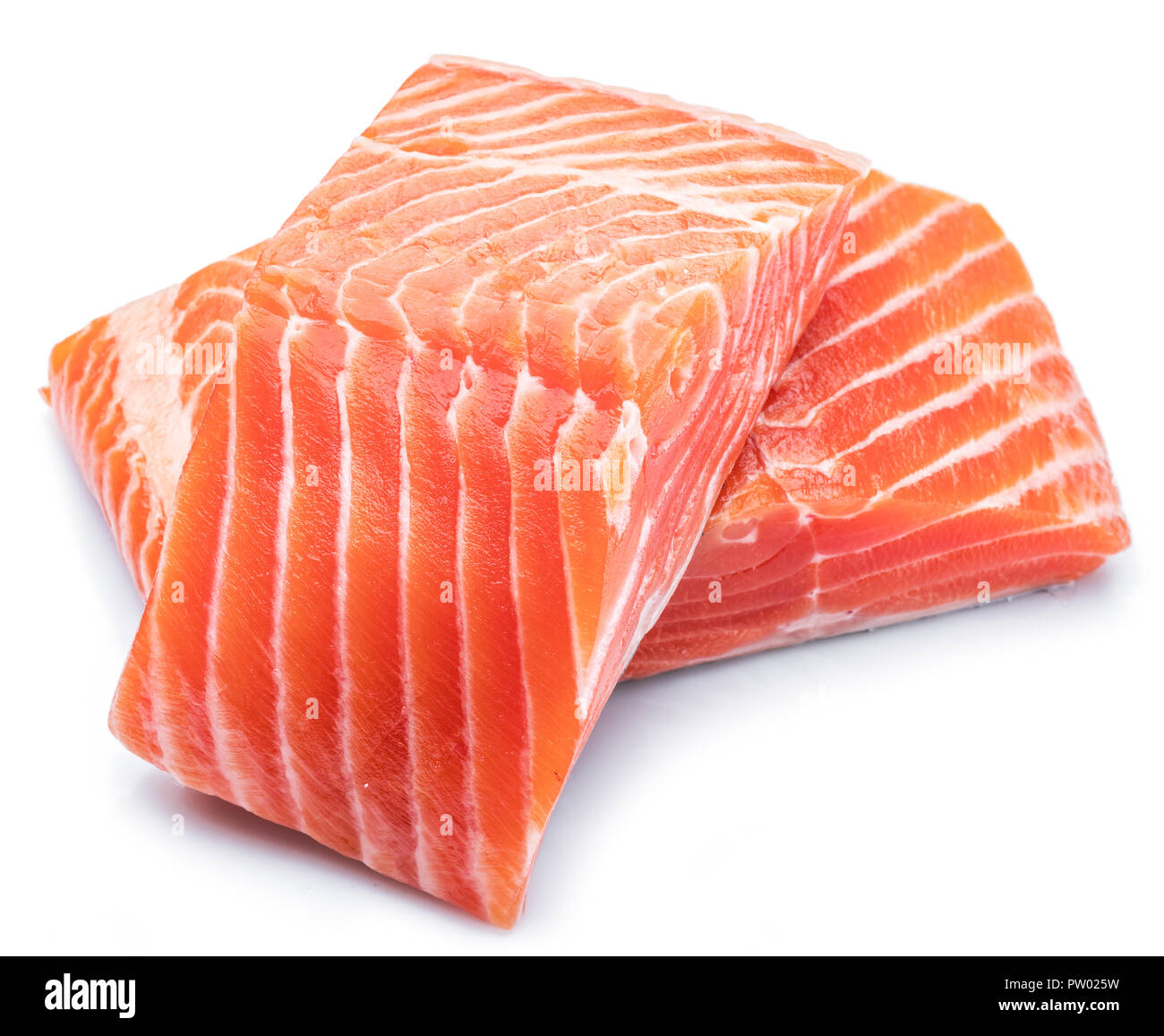 Fresh raw salmon fillets isolated on white background Stock Photo - Alamy