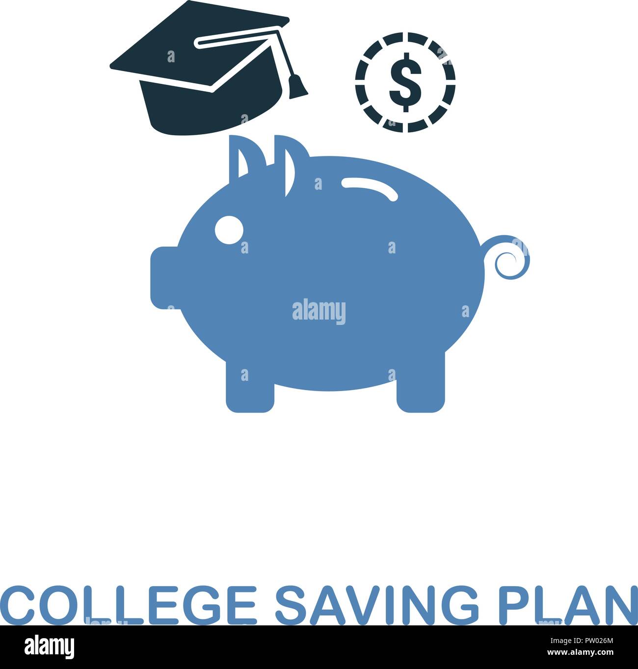 College Saving Plan creative icon in two colors design. Pixel perfect symbols from personal finance collection. UX and UI. Illustration of college sav Stock Vector