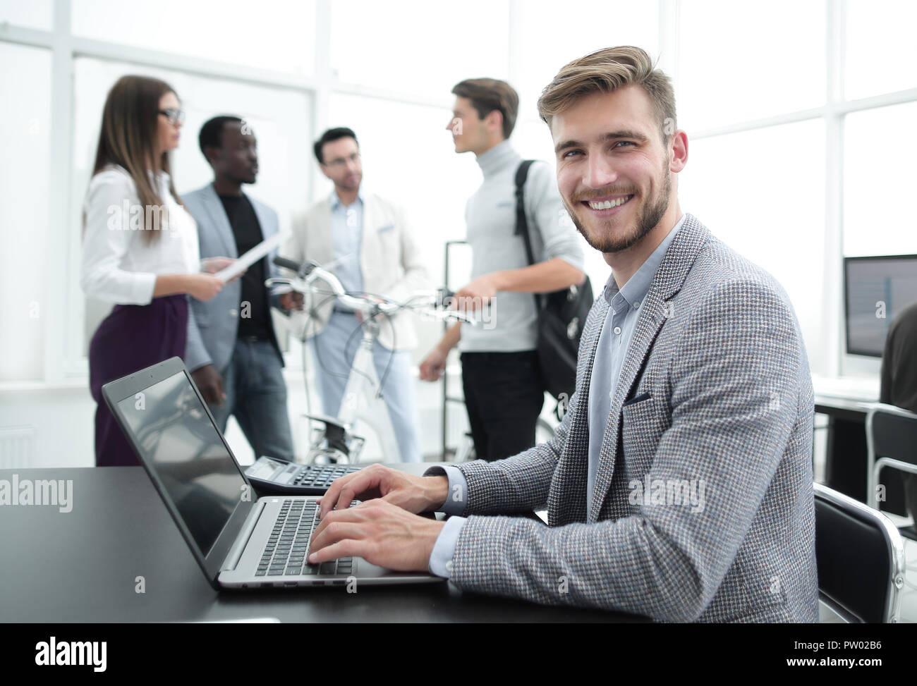programmer is testing the laptop in the office Stock Photo - Alamy