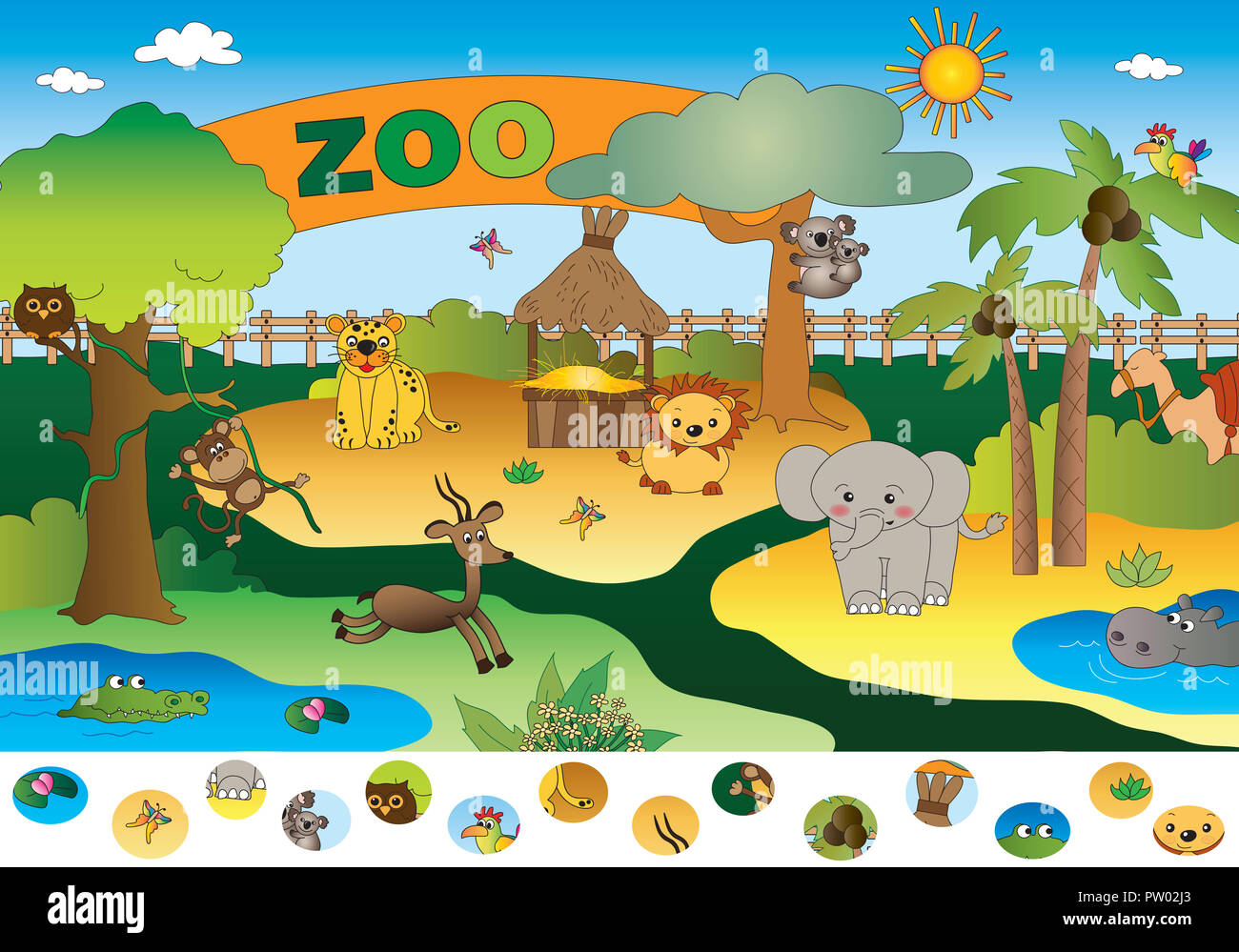 game for children: visual game in a zoo Stock Photo - Alamy