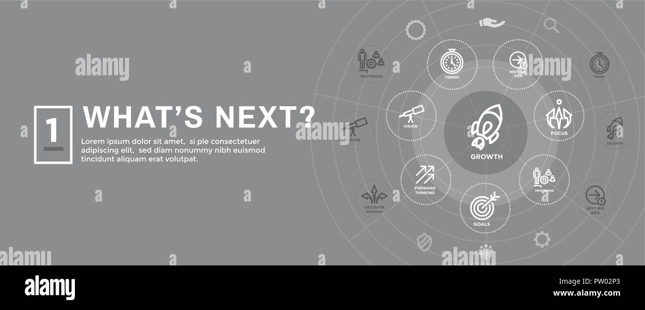 What's Next Header Web Banner showing - Next Big Idea Stock Vector