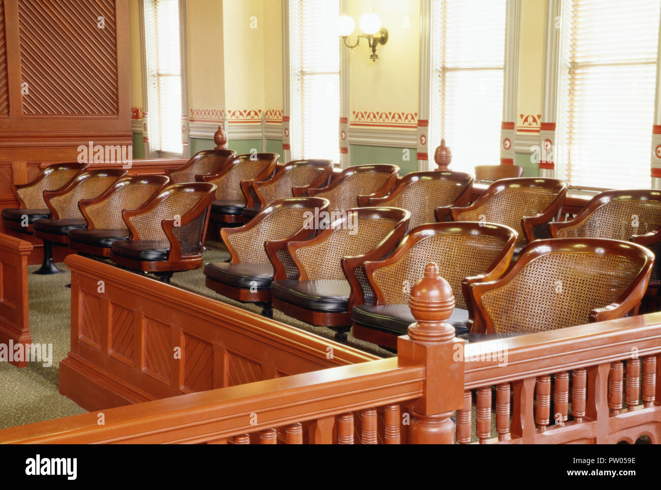 Jury box in a United States court room, USA Stock Photo - Alamy