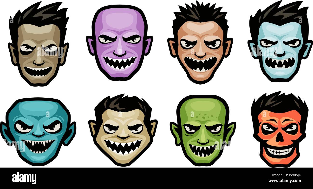 Monsters set. Halloween concept. Cartoon vector illustration Stock Vector